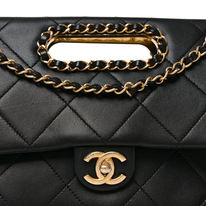 Chanel Lambskin Small Chain Handle Flap Bag Black 7 of 9