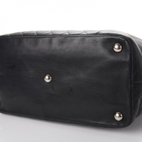 Calfskin Quilted Large Cambon Tote Black