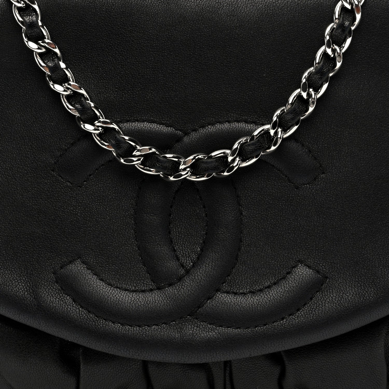 Chanel Lambskin Quilted Half Moon Wallet On Chain WOC Dark Grey 9 of 10