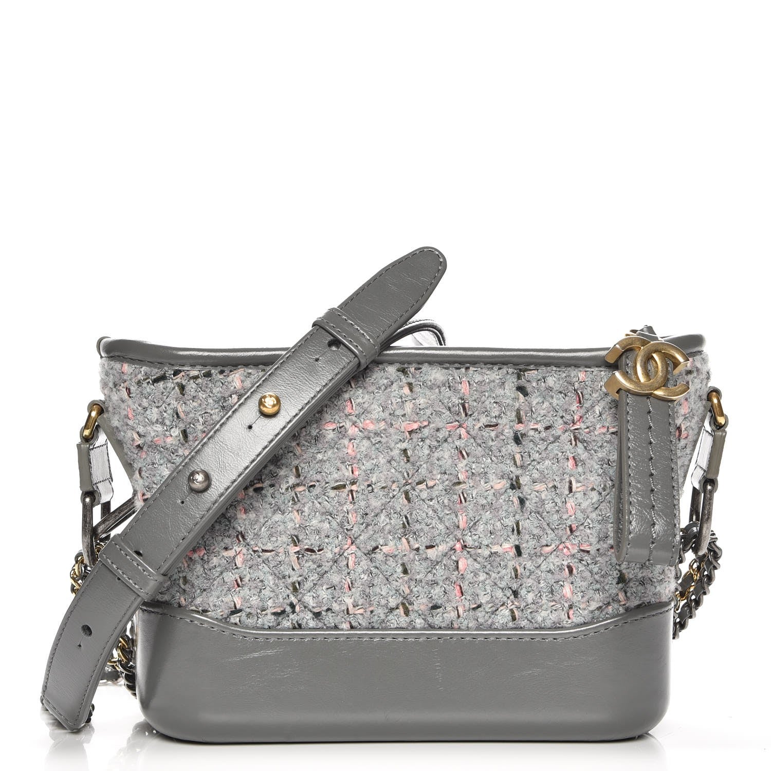 Chanel Tweed Calfskin Quilted Small Gabrielle Hobo Grey 1 of 8