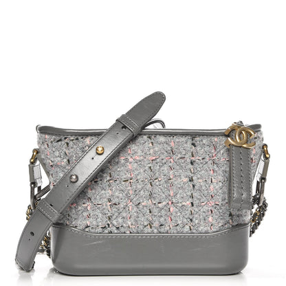 Chanel Tweed Calfskin Quilted Small Gabrielle Hobo Grey 1 of 8