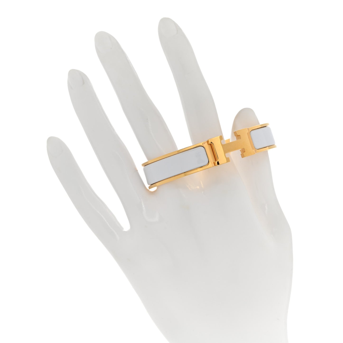 Enamel Narrow Clic Clac H Bracelet PM White
