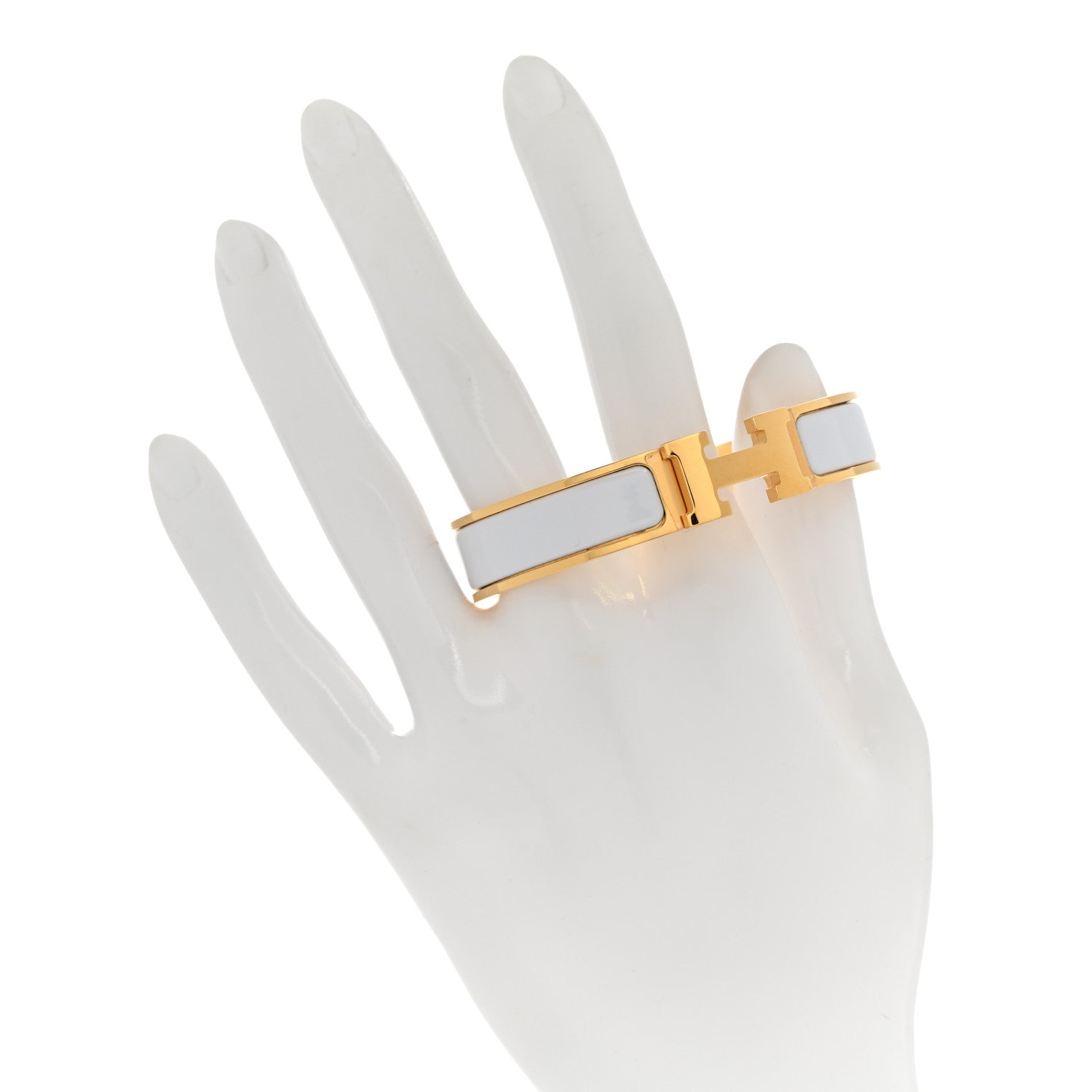 Hermes Enamel Narrow Clic Clac H Bracelet PM White 2 of 5