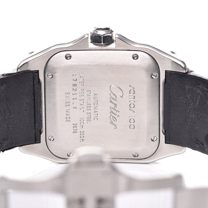 Cartier Stainless Steel Alligator Diamond Pave Bezel 33mm Santos 100 Automatic Watch 6 of 9