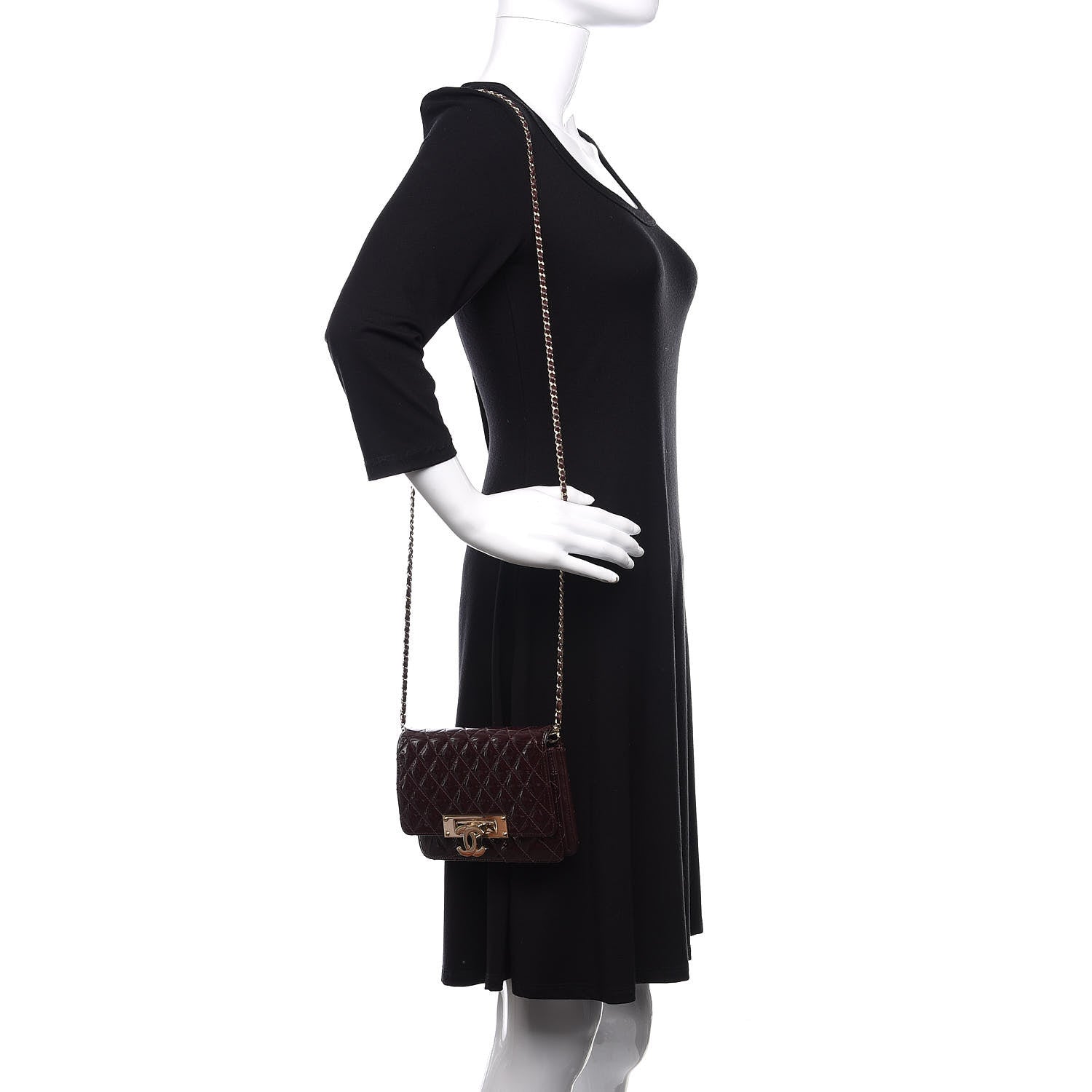 Chanel Patent Quilted Golden Class Wallet on Chain WOC Burgundy 2 of 10