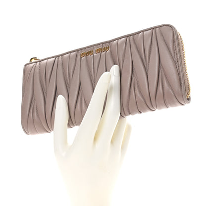 Miu Miu Nappa Matelasse Zip Around Wallet Pomice 2 of 7
