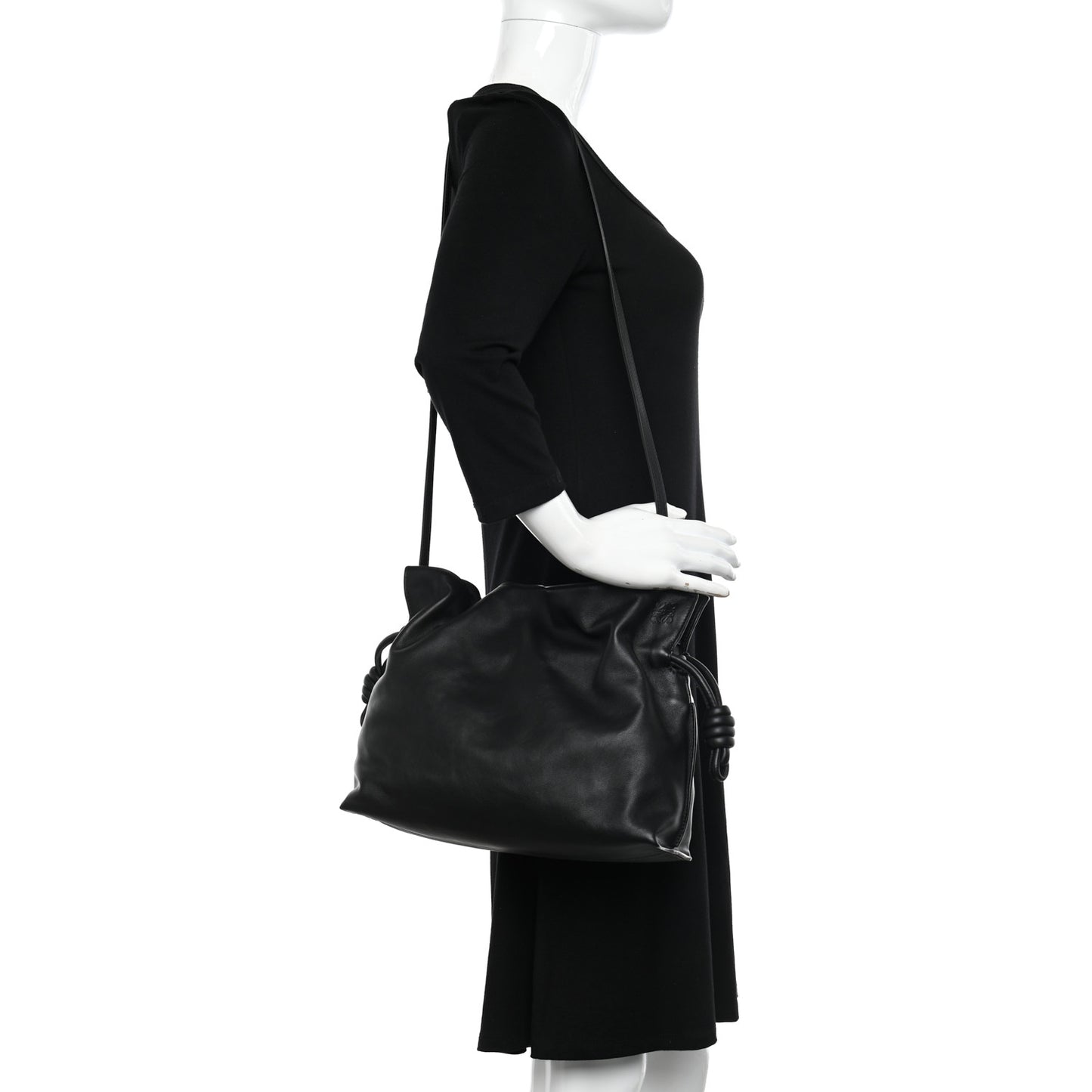 Nappa Flamenco Knot Clutch Black