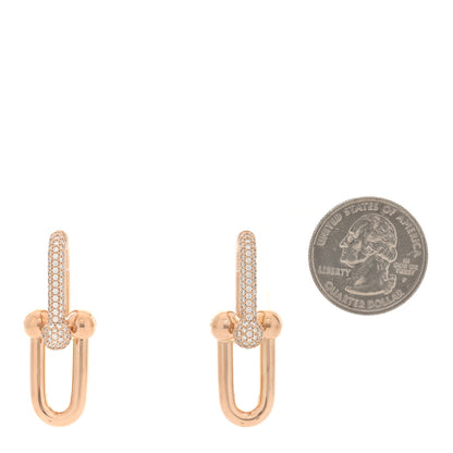 Tiffany 18K Rose Gold Diamond HardWear Link Earrings 2 of 5