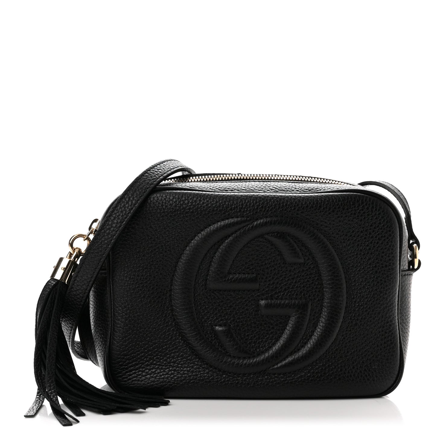 Pebbled Calfskin Small Soho Disco Bag Black