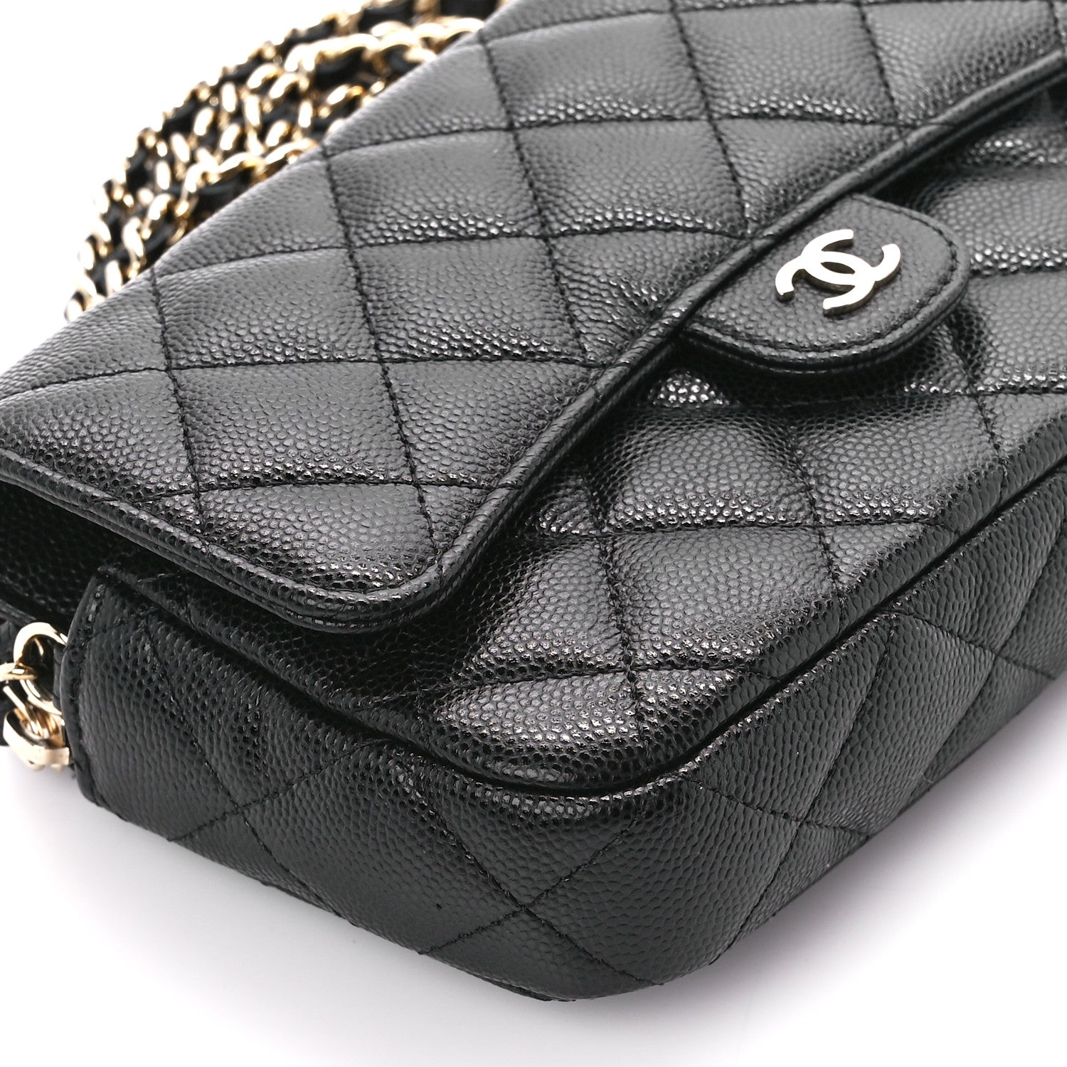 Chanel Caviar Quilted Flap Phone Holder With Chain Black 11 of 13