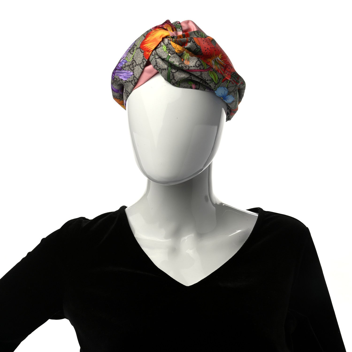 Gucci Silk Monogram Flora Print Headband Pink 2 of 6