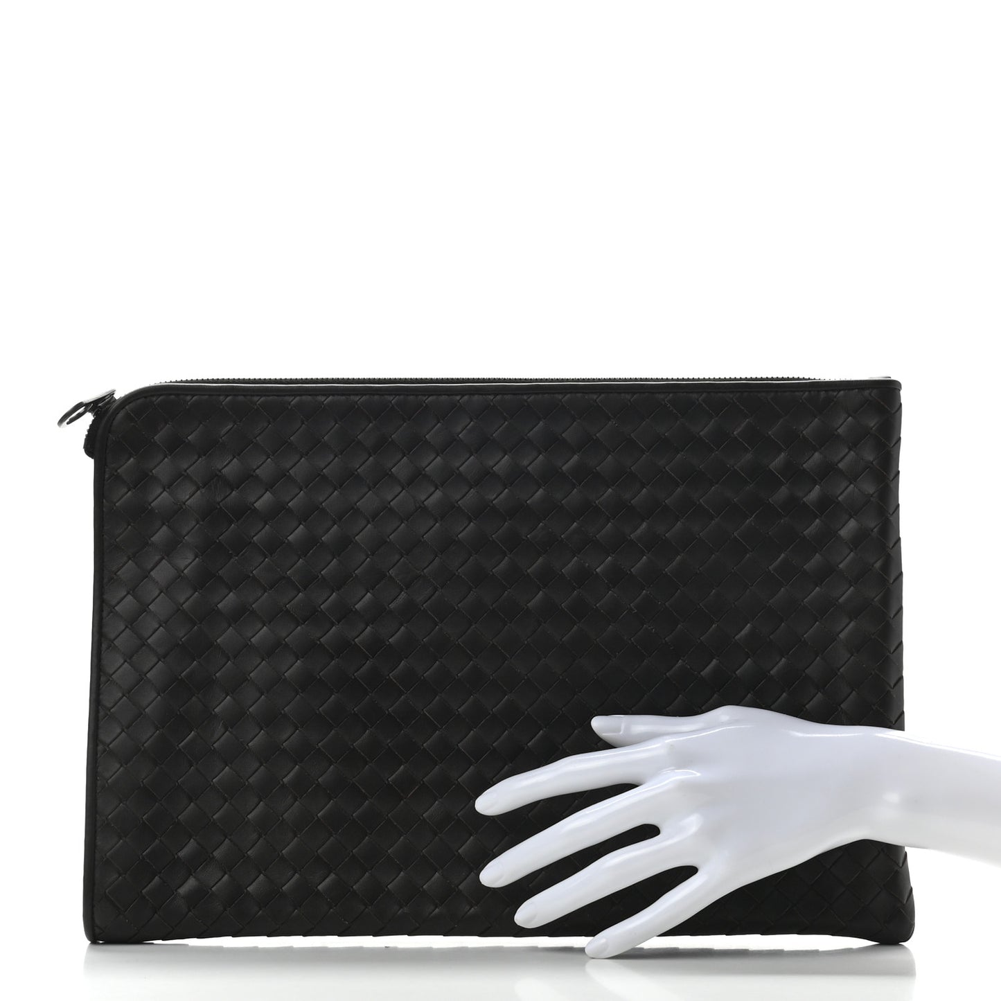 Nappa Intrecciato Flat Zip Pouch Black