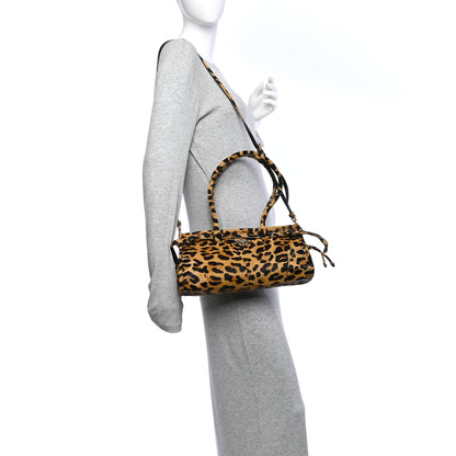 Prada Pony Hair Leopard Print Triangle Medium Bonnie Shoulder Bag Honey 2 of 11
