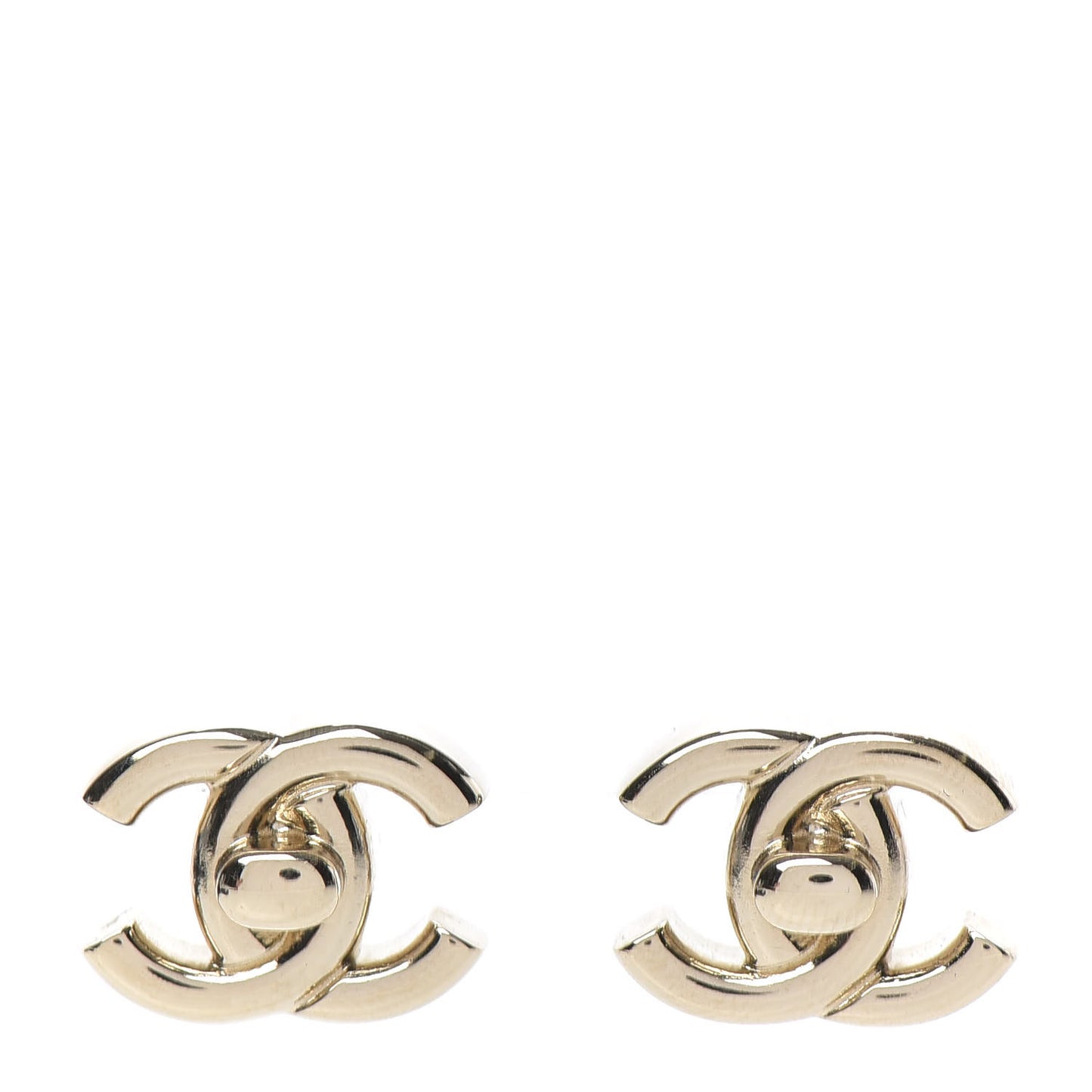 Metal CC Turnlock Earrings Gold