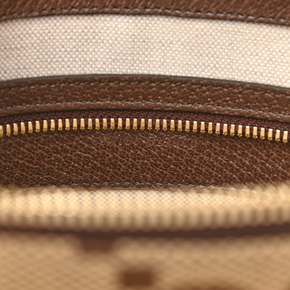 Gucci Monogram Jumbo GG Textured Dollar Calfskin Web Wristlet Messenger Bag Camel Ebony New Acero 7 of 11