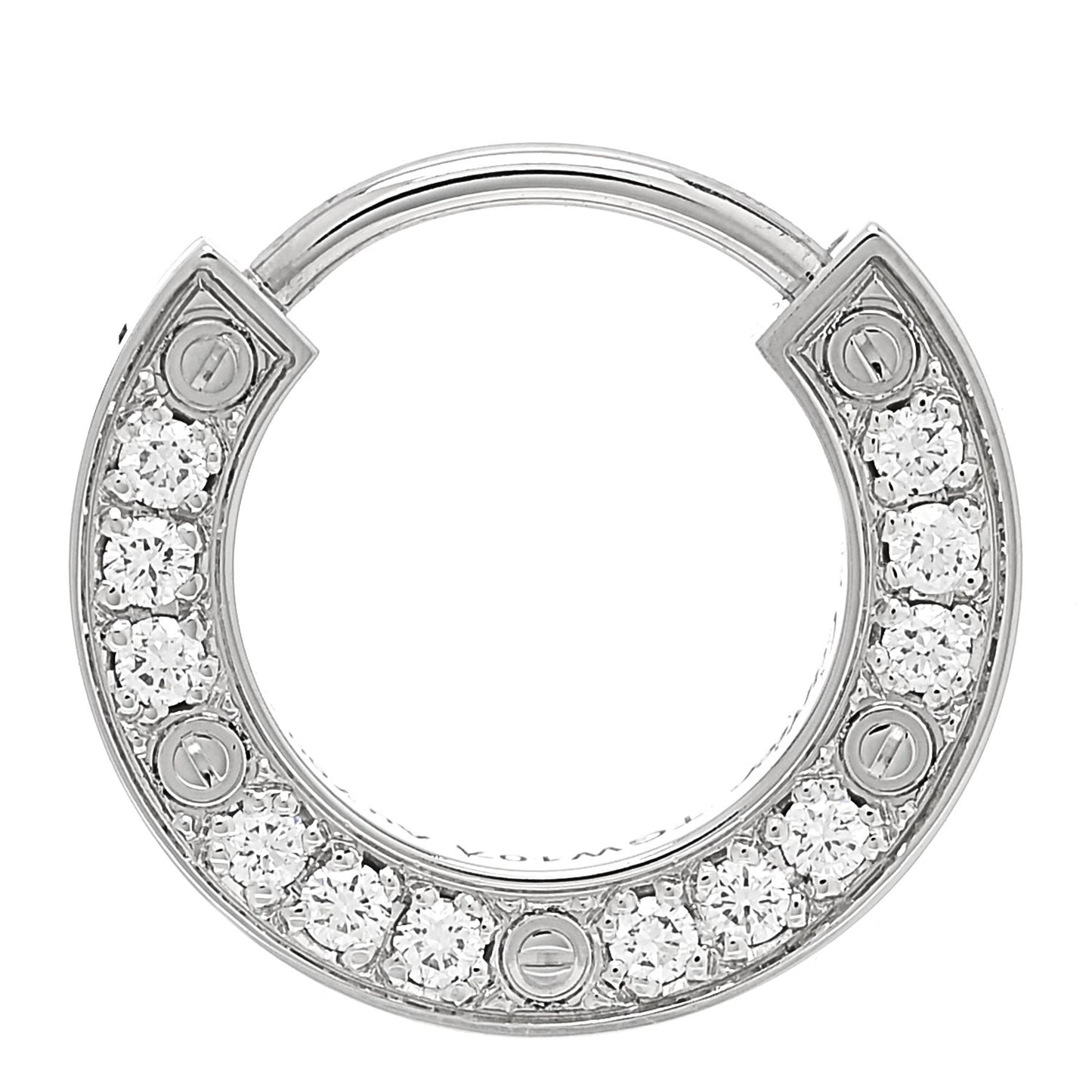 18K White Gold Diamond Pave Single LOVE Hoop Earring