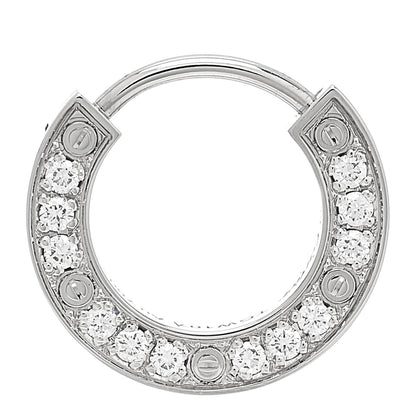 Cartier 18K White Gold Diamond Pave Single LOVE Hoop Earring 1 of 6