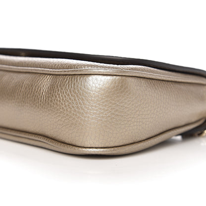 Gucci Metallic Pebbled Calfskin Medium Soho Flap Crossbody Golden Beige 8 of 9