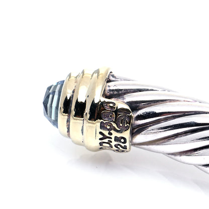 David Yurman Sterling Silver 14K Yellow Gold Blue Topaz 5mm Cable Classics Petite Color Bracelet 4 of 5