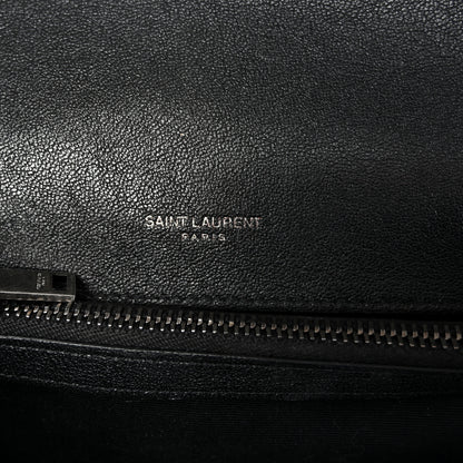 Saint Laurent Sheepskin Matelasse Chevron Monogram Medium College Bag Black 6 of 11