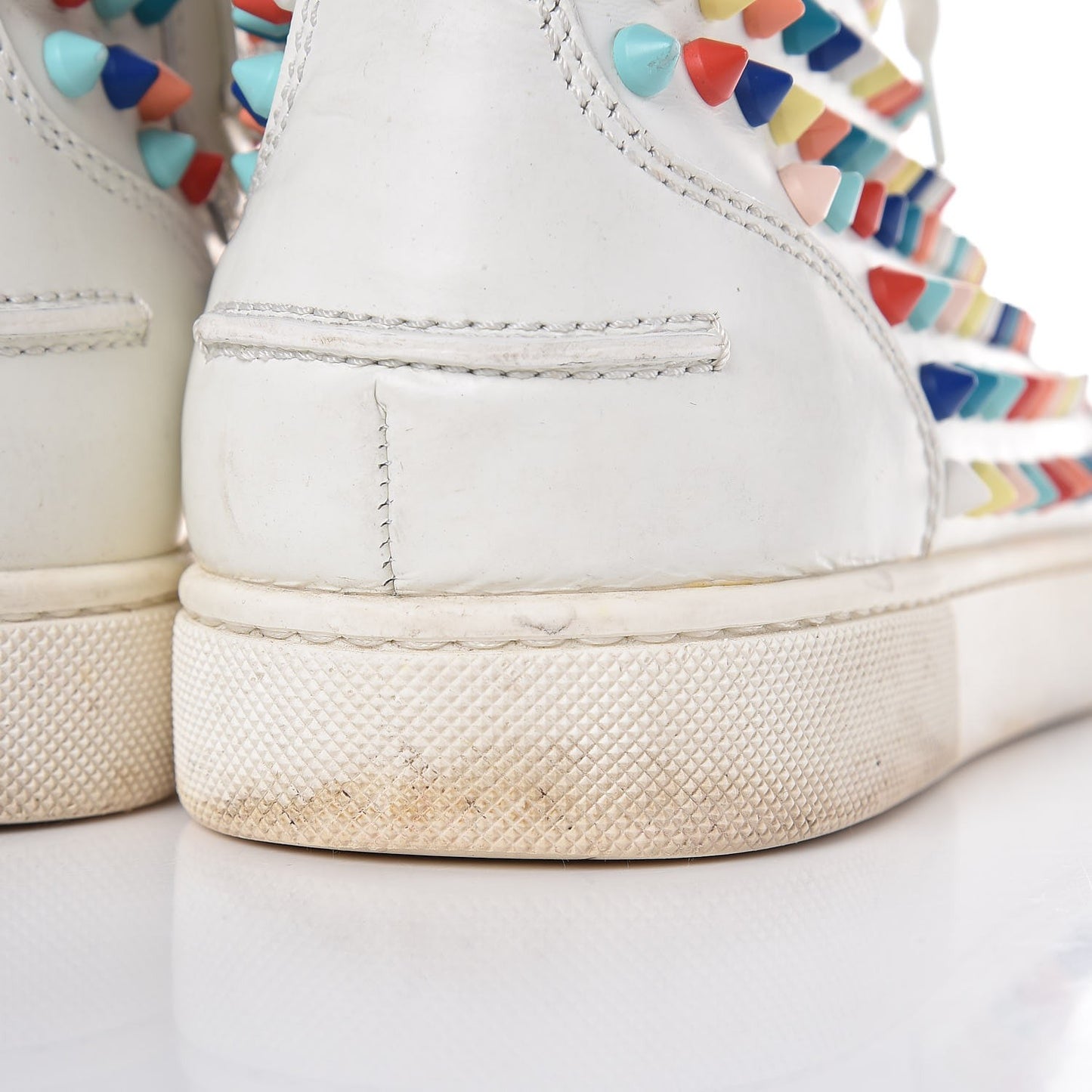 Calfskin Louis Spikes Flat Sneakers 40 White Multi