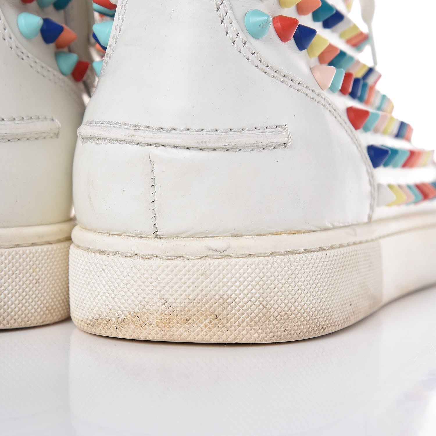 Christian Louboutin Calfskin Louis Spikes Flat Sneakers 40 White Multi 25 of 26