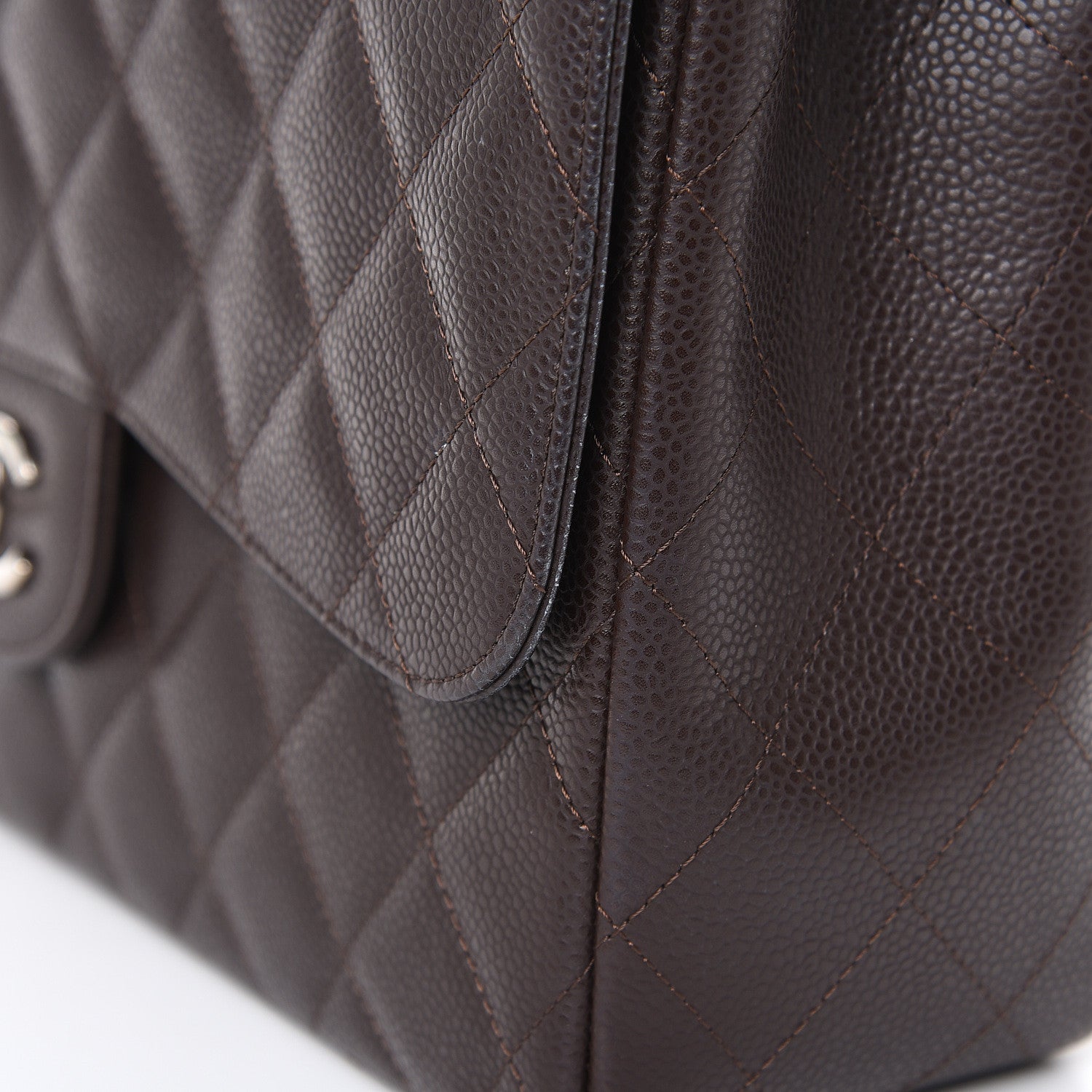 Chanel Caviar Quilted Jumbo Single Flap Dark Brown 10 of 11