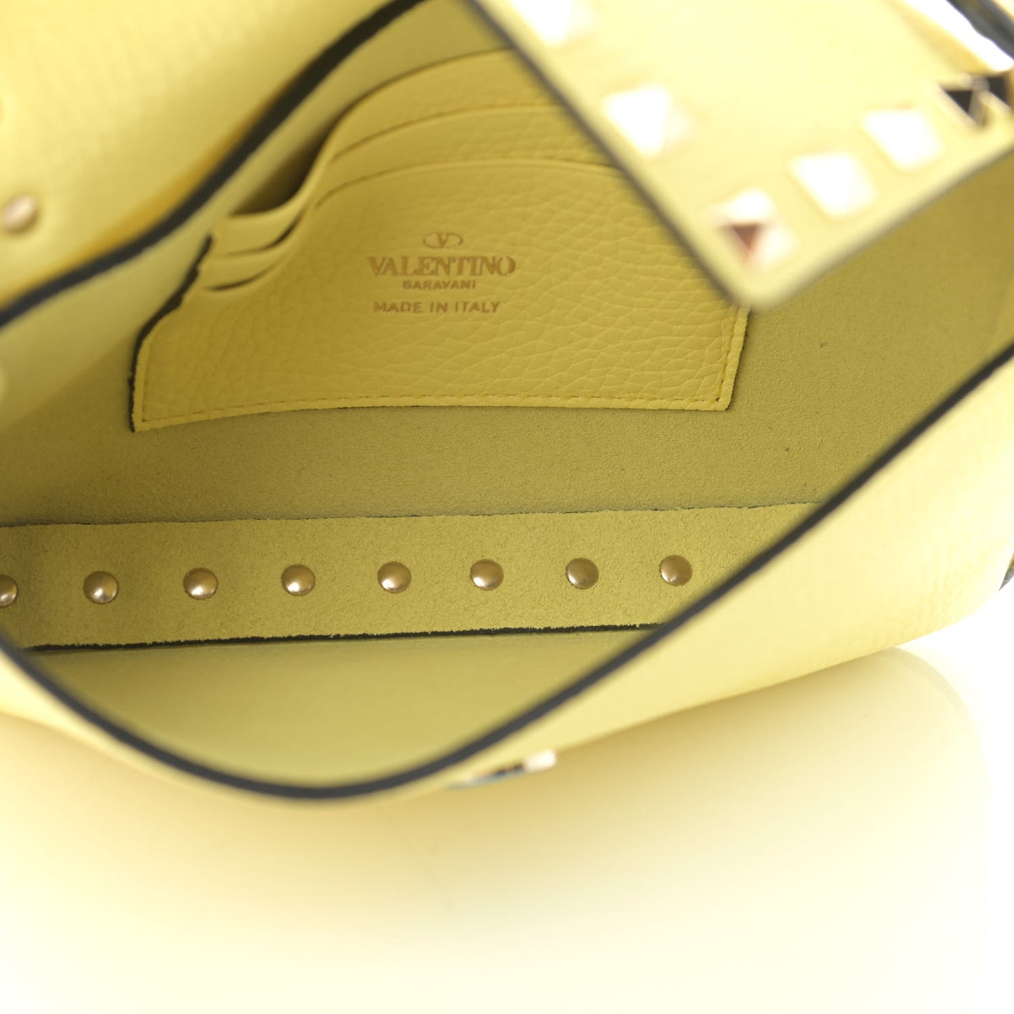 Grainy Calfskin Rockstud Crossbody Pouch Lime Sorbet