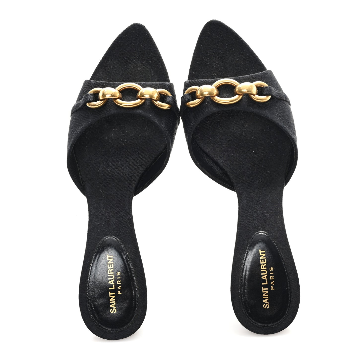 Jacquard All-Over Monogram Le Maillon 60mm Mules 38 Black