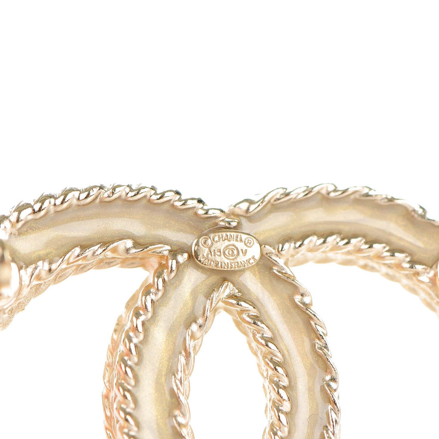 Crystal CC Brooch Pin Light Gold
