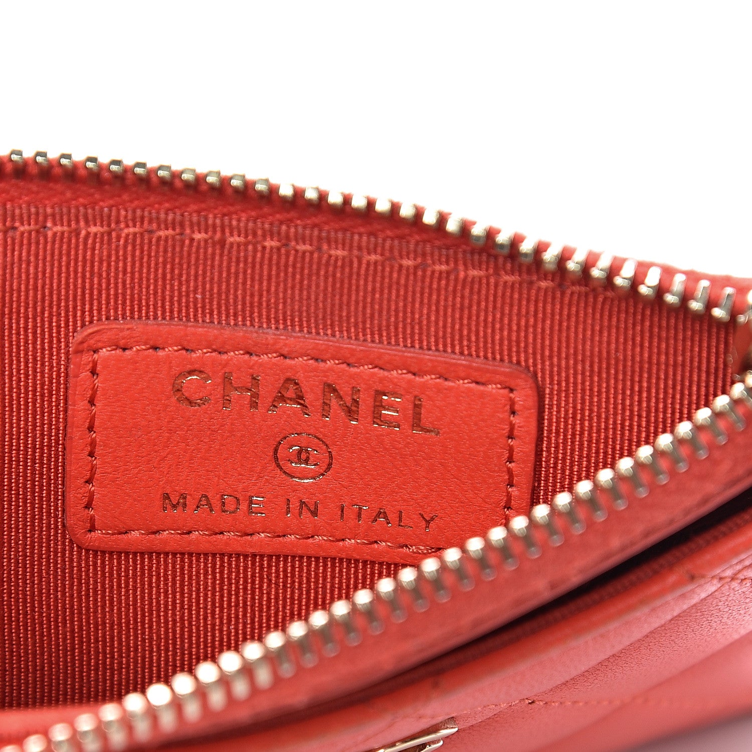 Chanel Lambskin Quilted Zip Card Holder Red 5 of 13
