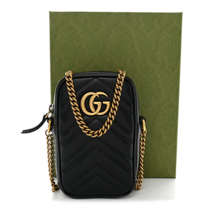 Gucci Calfskin Matelasse Mini GG Marmont Crossbody Bag Black 11 of 11