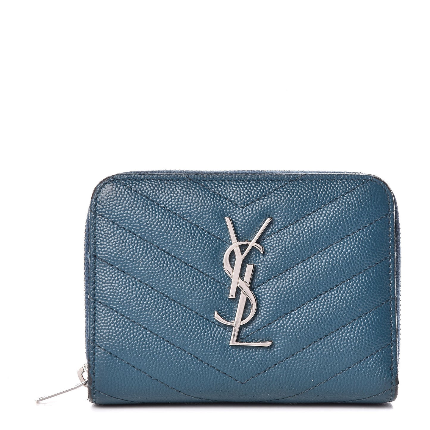 Grain De Poudre Matelasse Compact Zip Around Wallet Peacock Green