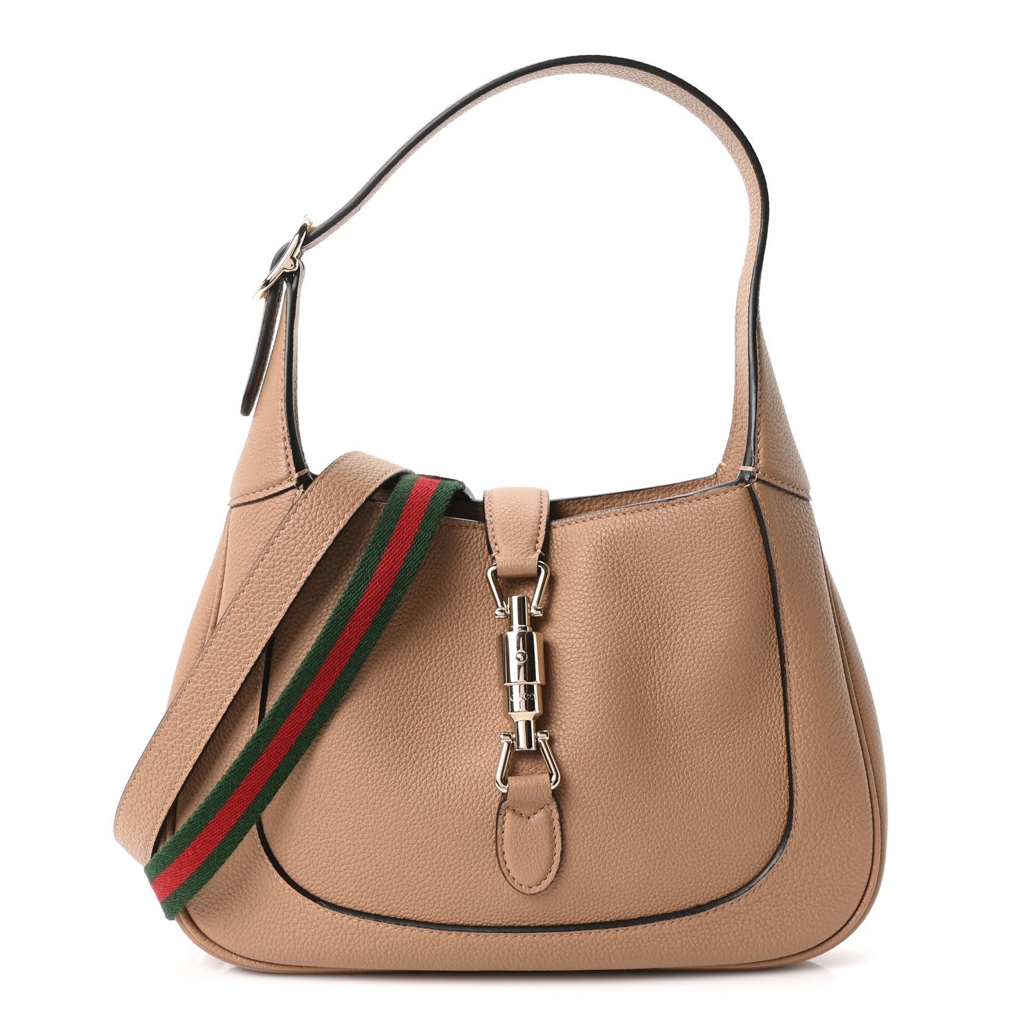 Gucci Grand Prix Calfskin Web Medium Jackie 1961 Hobo Natural Tan 1 of 9