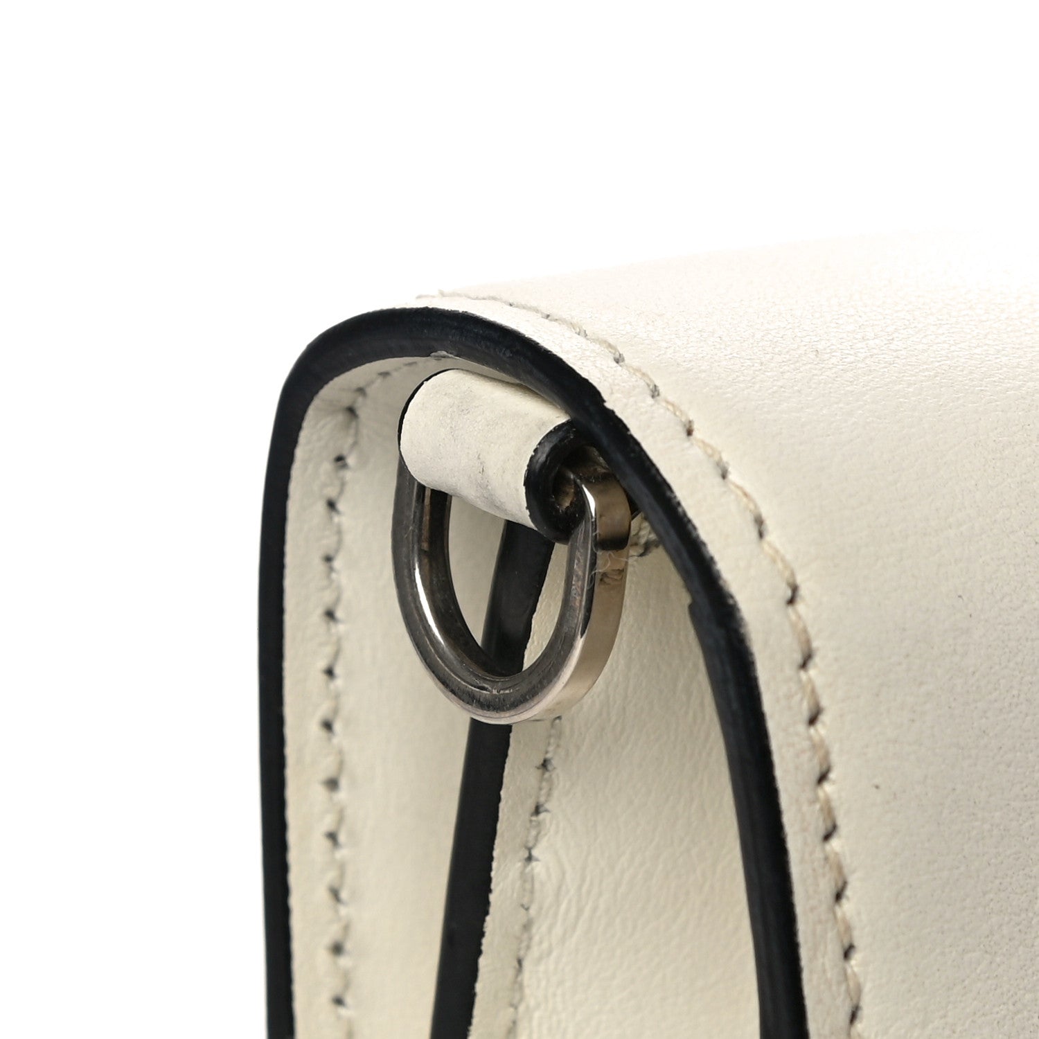 Prada City Calf Plex Ribbon Bag White Black 19 of 20