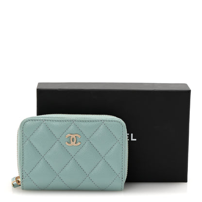 Chanel Caviar Quilted Zip Coin Purse Light Blue 10 of 10