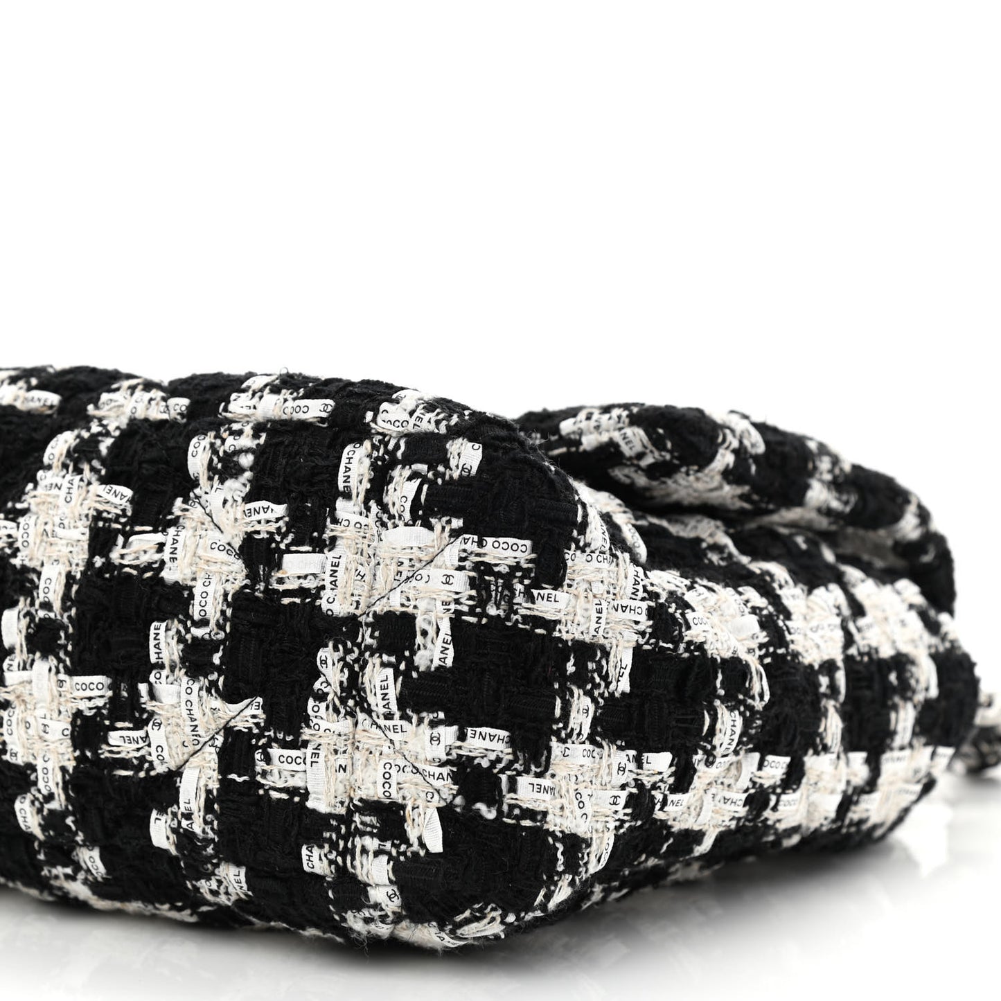 Tweed Quilted Large Chanel 19 Flap Black Ecru White
