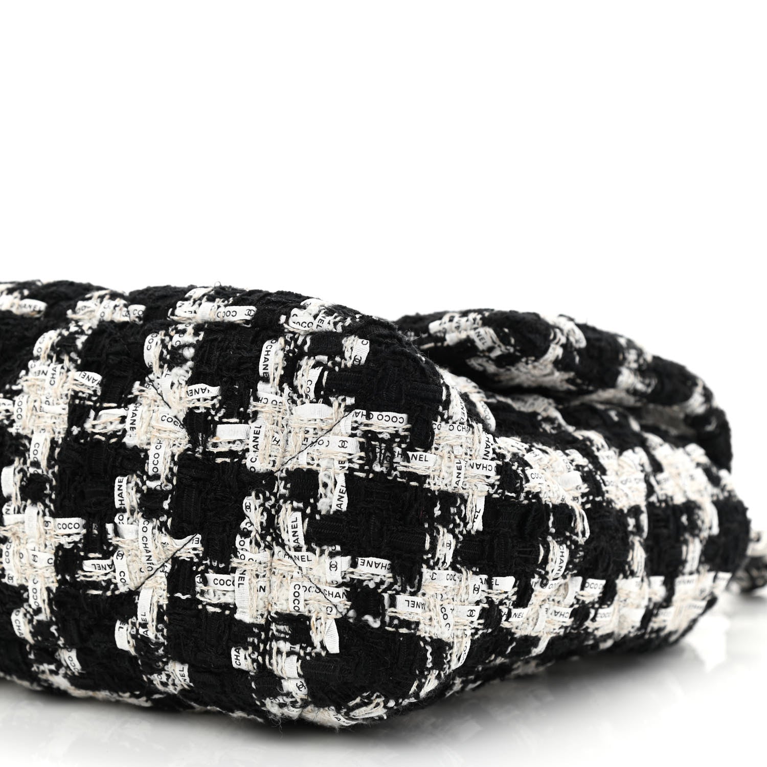 Chanel Tweed Quilted Large Chanel 19 Flap Black Ecru White 10 of 10