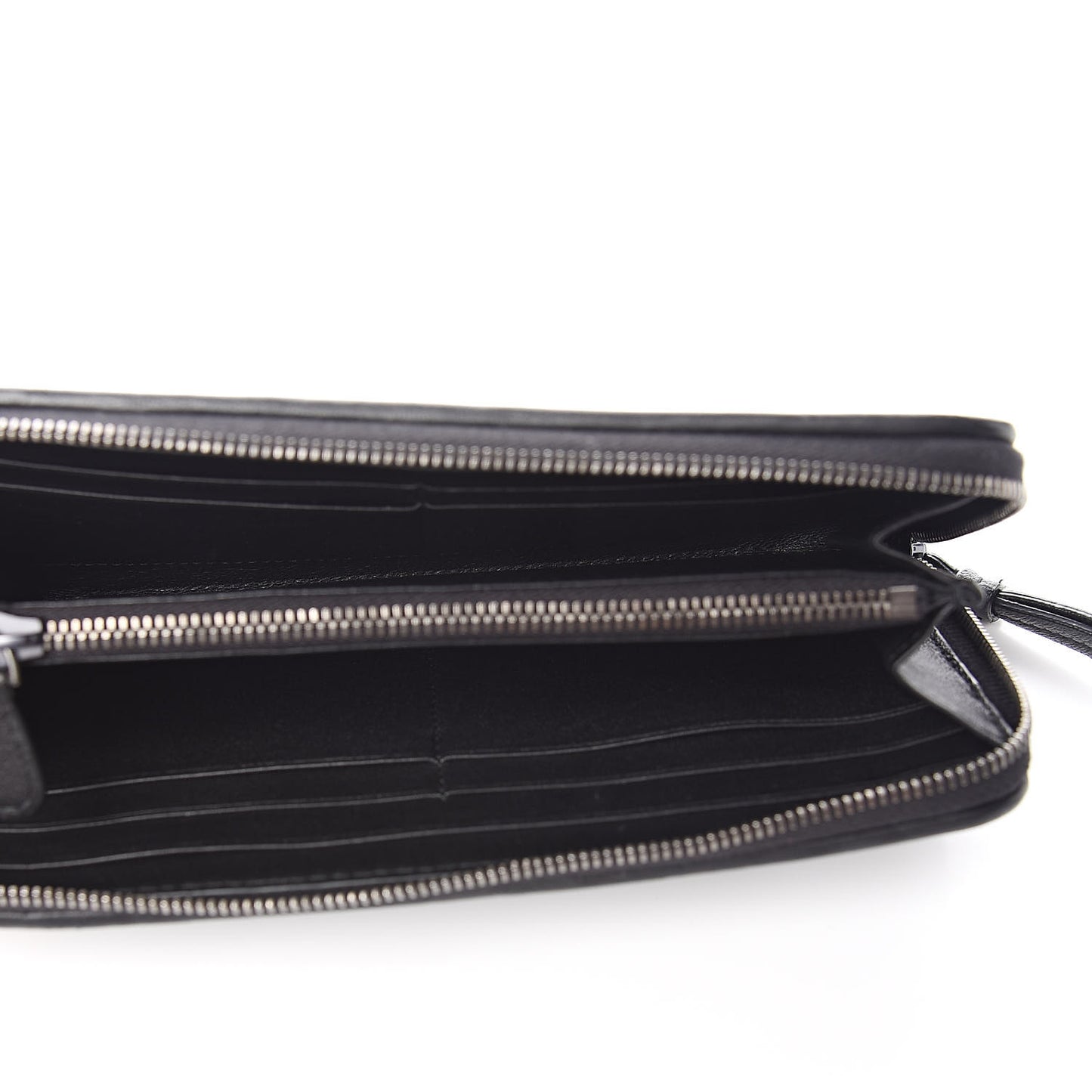 Nappa Intrecciato Half Zip Around Wallet Black