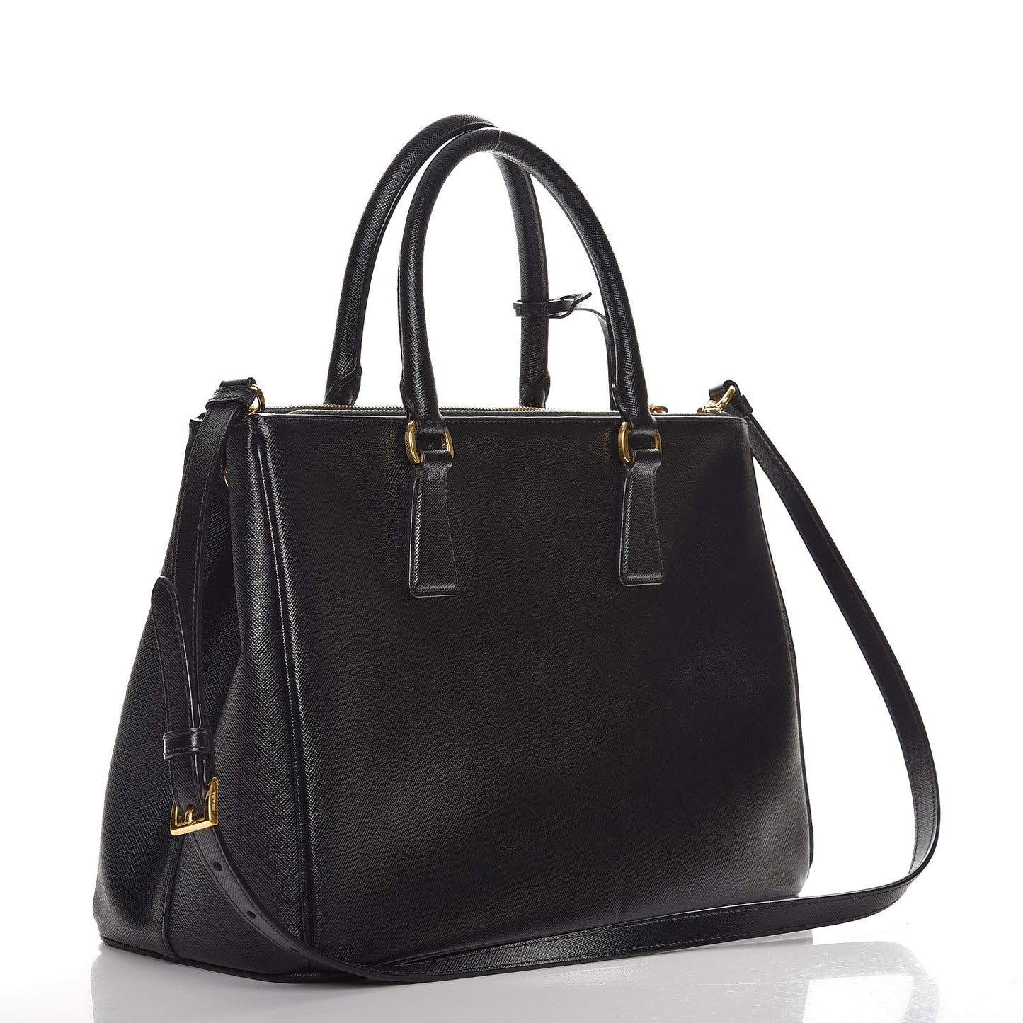 Saffiano Medium Galleria Double Zip Tote Black