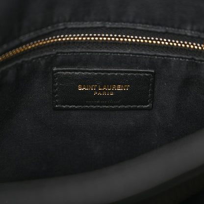 Saint Laurent Grain de Poudre Matelasse Chevron Medium Tribeca Shopping Bag Black 7 of 15