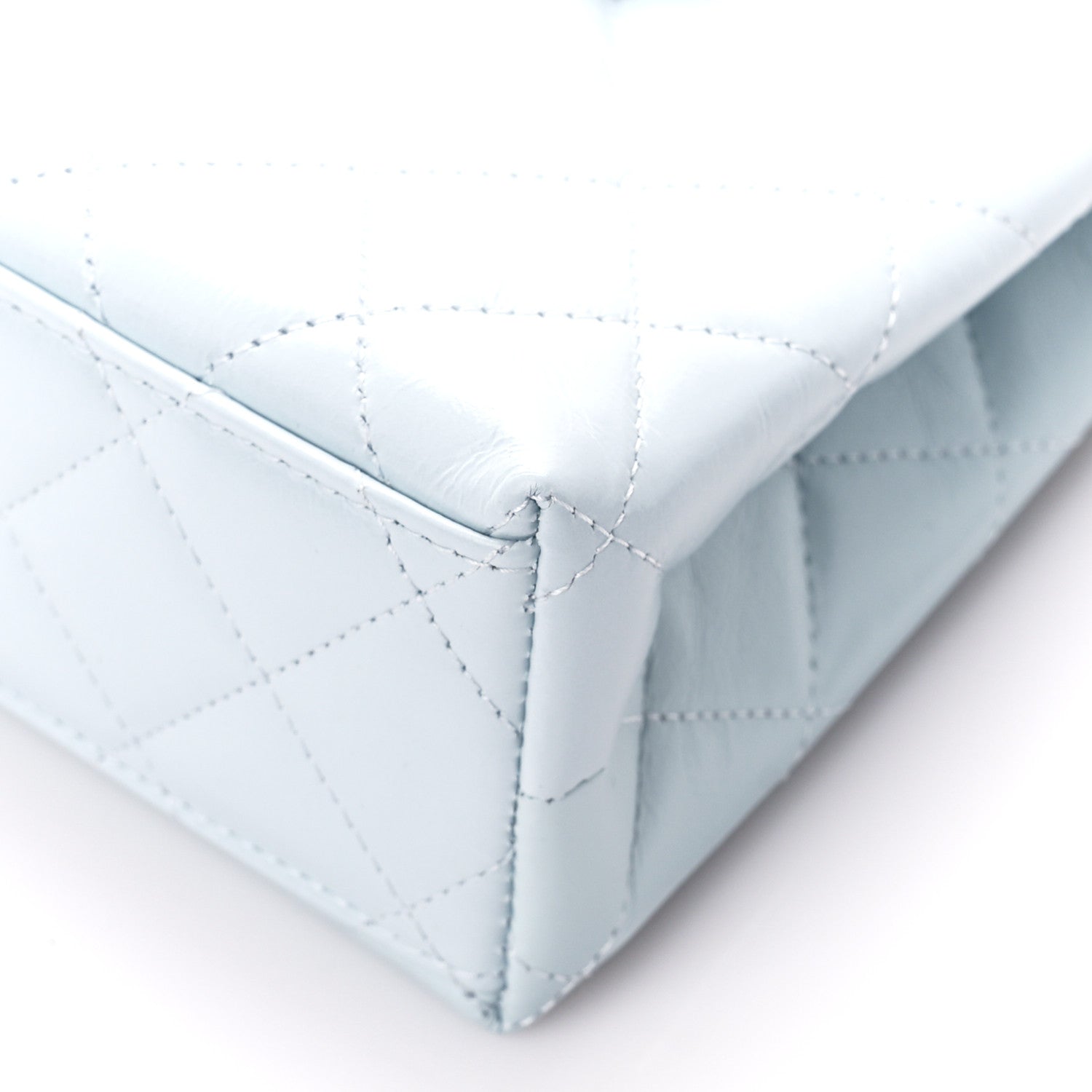 Chanel Shiny Aged Calfskin Quilted Nano Kelly Shopper Light Blue 10 of 10
