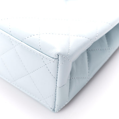 Chanel Shiny Aged Calfskin Quilted Nano Kelly Shopper Light Blue 10 of 10