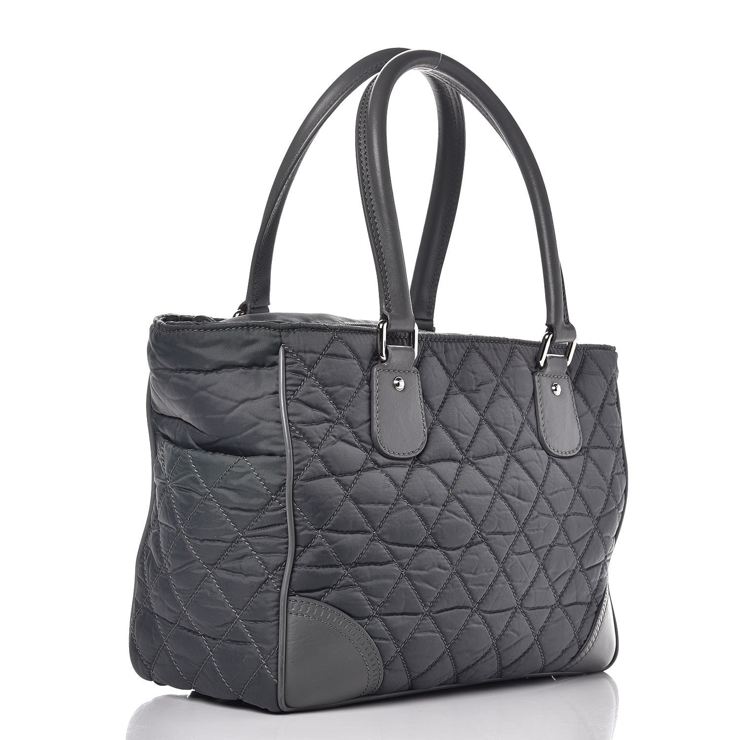 Chanel Nylon Calfskin Paris New York Tote Bag Grey 3 of 7