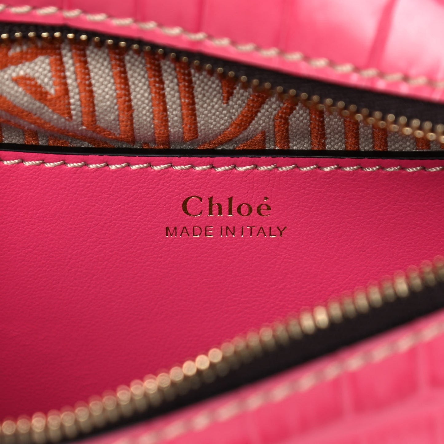 Crocodile Embossed Mini Daria Chain Bag Hot Pink