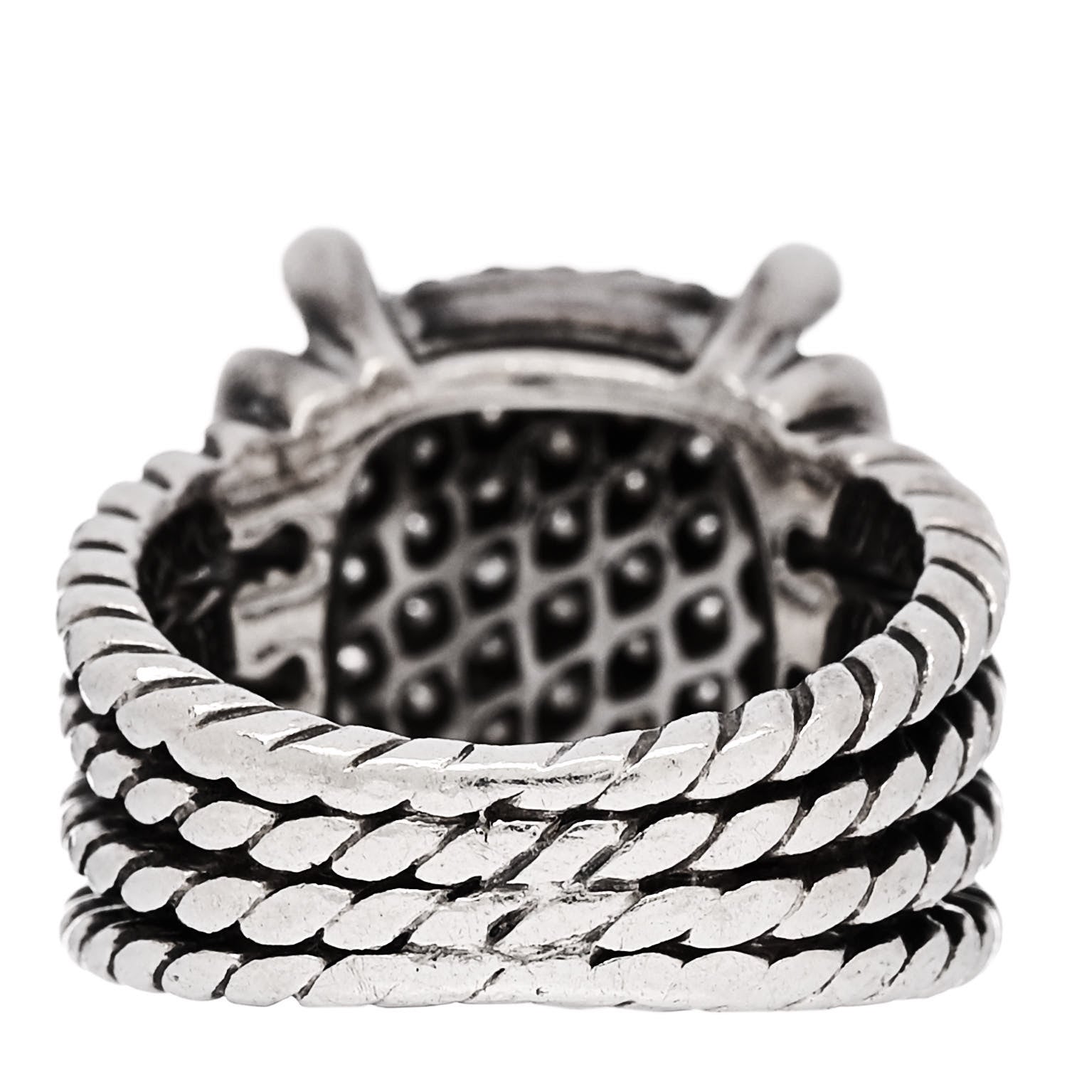 David Yurman Sterling Silver Diamond 16mm Wheaton Ring 50 5.5 4 of 5