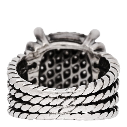 David Yurman Sterling Silver Diamond 16mm Wheaton Ring 50 5.5 4 of 5