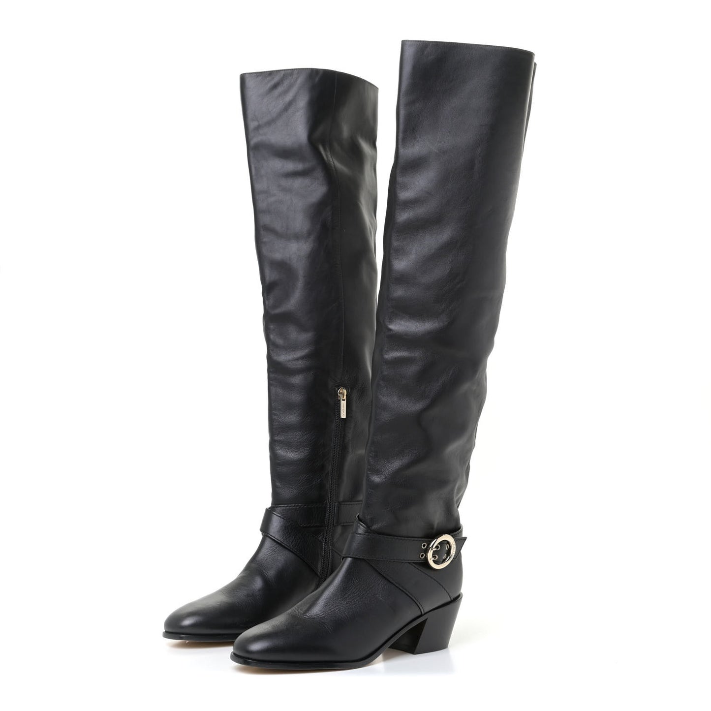 Calfskin Beca Knee High Boots 39 Black