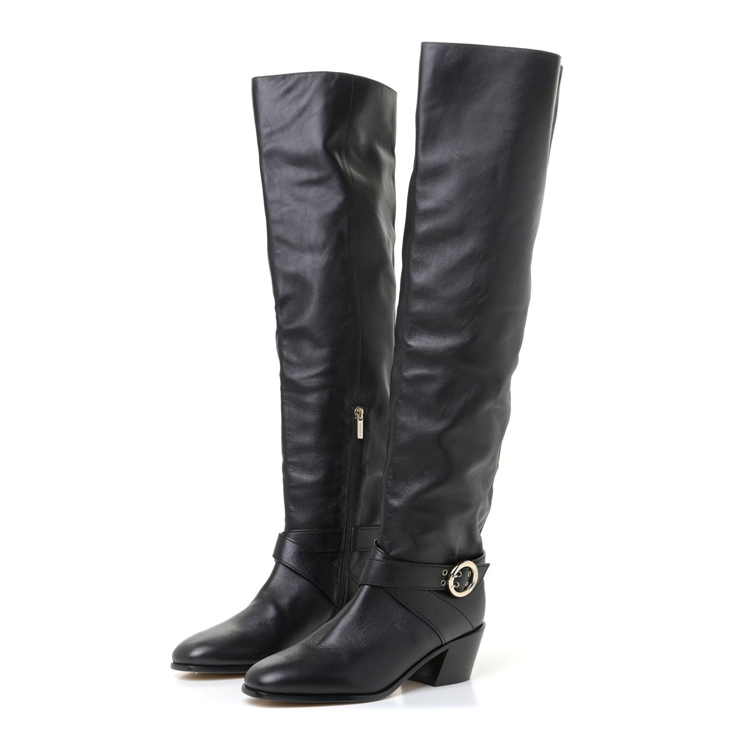 Jimmy Choo Calfskin Beca Knee High Boots 39 Black 2 of 10