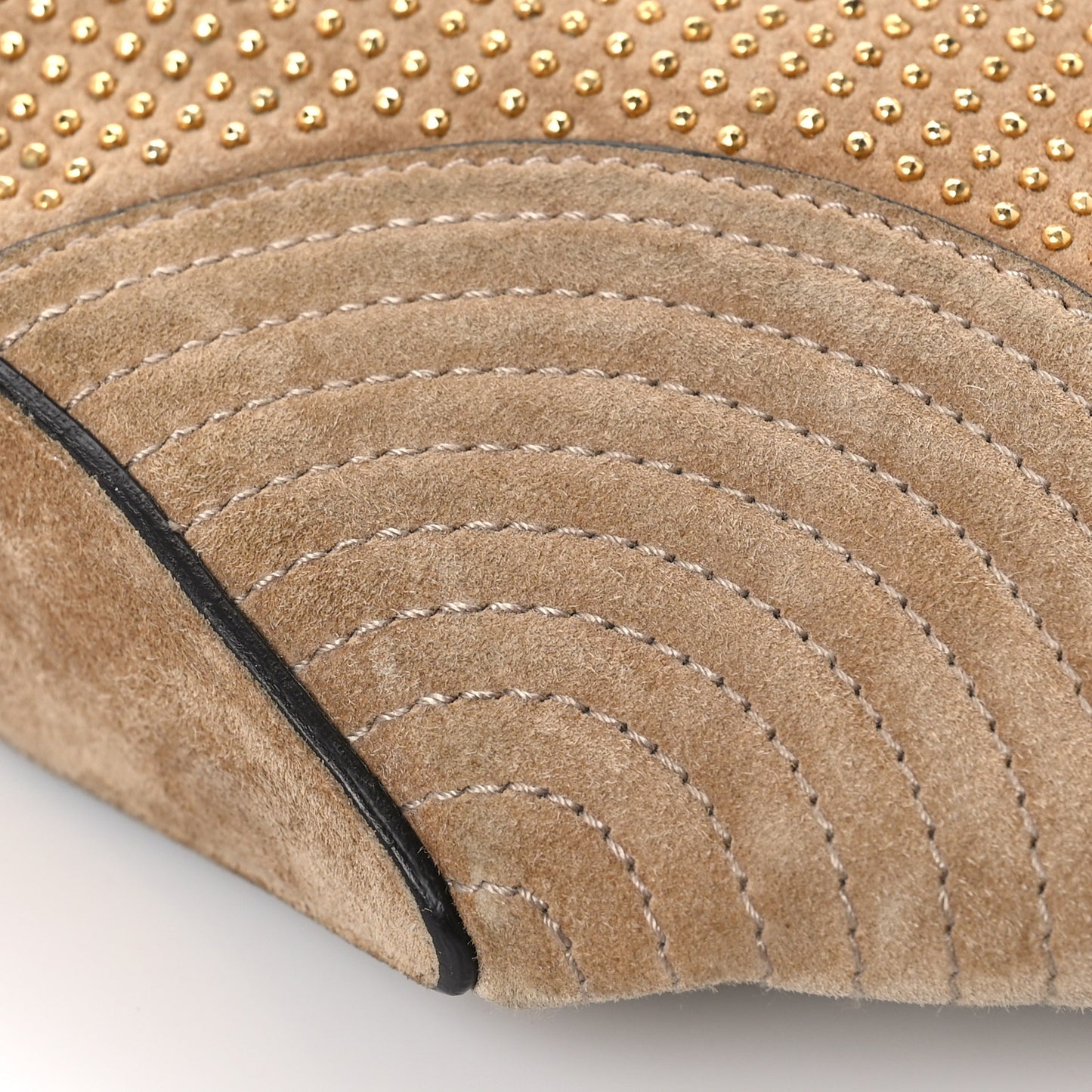 Suede Studded De Manta Clutch Light Brown